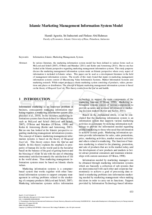 Pdf Islamic Marketing Management Information System Model