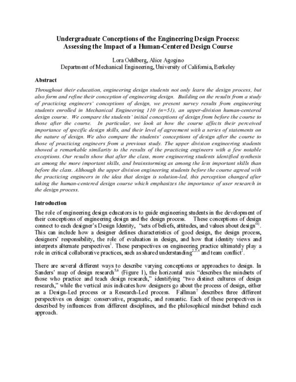 (PDF) Undergraduate Conceptions of the Engineering Design Process ...