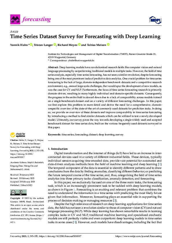 (PDF) Time Series Dataset Survey for Forecasting with Deep Learning