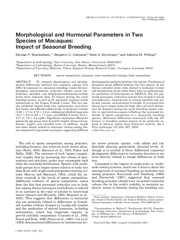 (PDF) Morphological and hormonal parameters in two species of macaques ...
