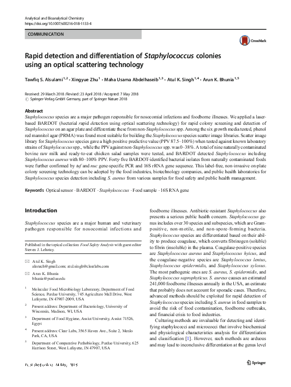 (PDF) Rapid detection and differentiation of Staphylococcus colonies ...