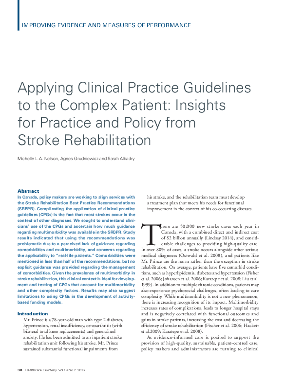 (PDF) Applying Clinical Practice Guidelines to the Complex Patient ...