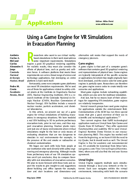 (PDF) Using a Game Engine for VR Simulations in Evacuation Planning