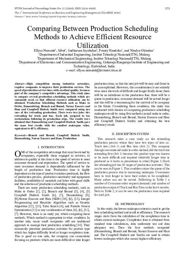 (PDF) Comparing Between Production Scheduling Methods to Achieve ...