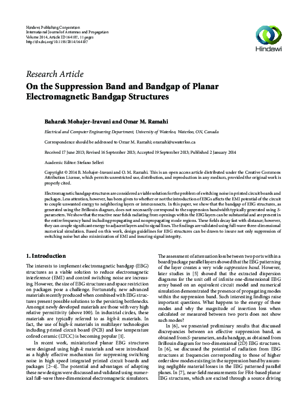 (PDF) On the Suppression Band and Bandgap of Planar Electromagnetic ...