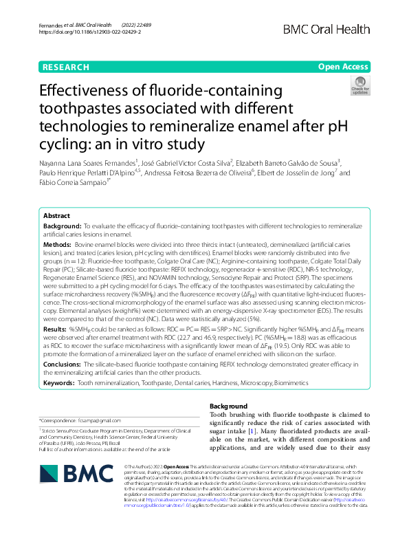 (PDF) Effectiveness of fluoride-containing toothpastes associated with ...
