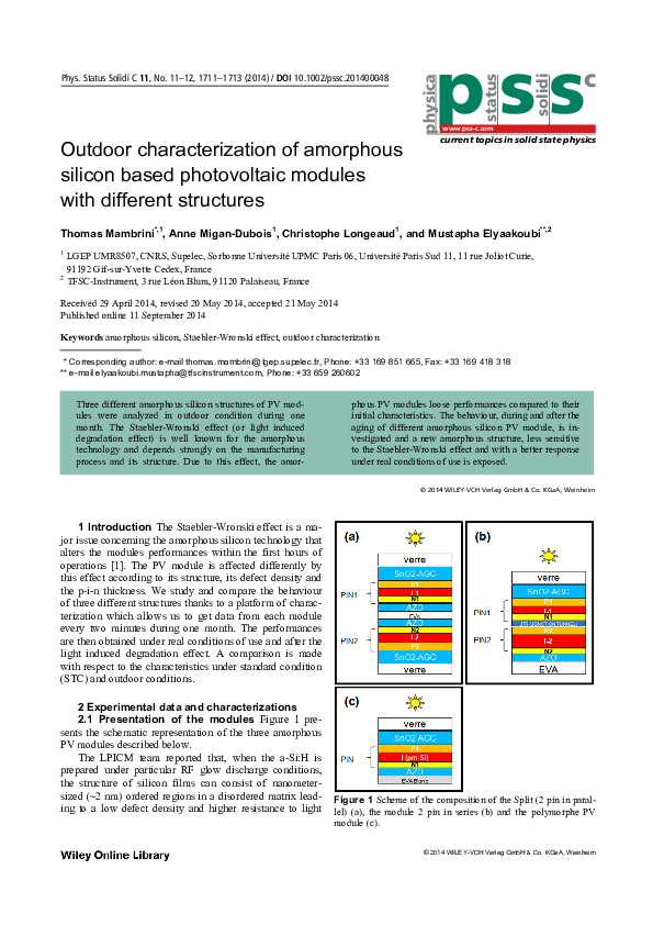 (PDF) Outdoor characterization of amorphous silicon based photovoltaic ...