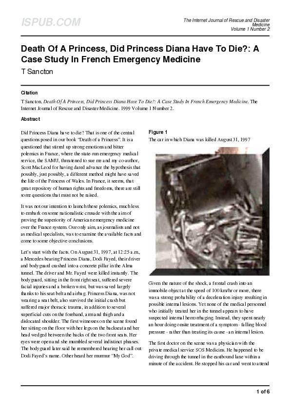 (PDF) Death Of A Princess, Did Princess Diana Have To Die? A Case