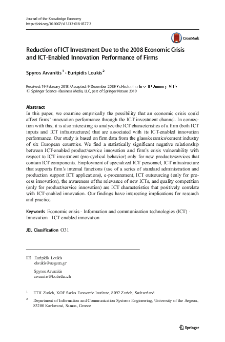 (PDF) Reduction of ICT Investment Due to the 2008 Economic Crisis and ...