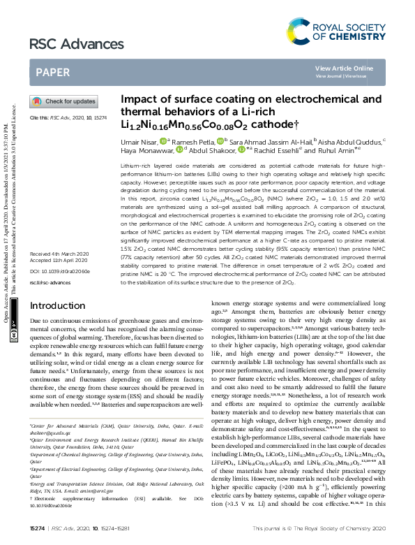 (PDF) Impact of surface coating on electrochemical and thermal ...