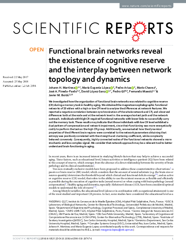 (PDF) Functional brain networks reveal the existence of cognitive ...