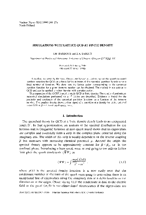(PDF) Simulations with lattice QCD at finite density