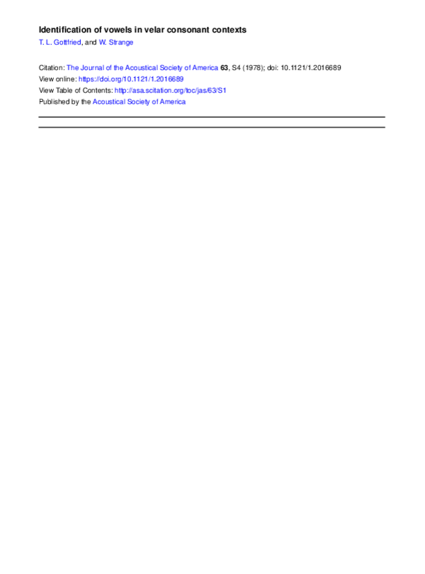 (PDF) Identification of vowels in velar consonant contexts