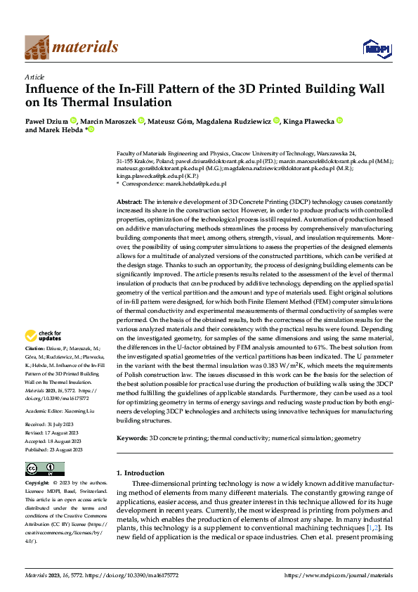 (PDF) Influence of the In-Fill Pattern of the 3D Printed Building Wall ...