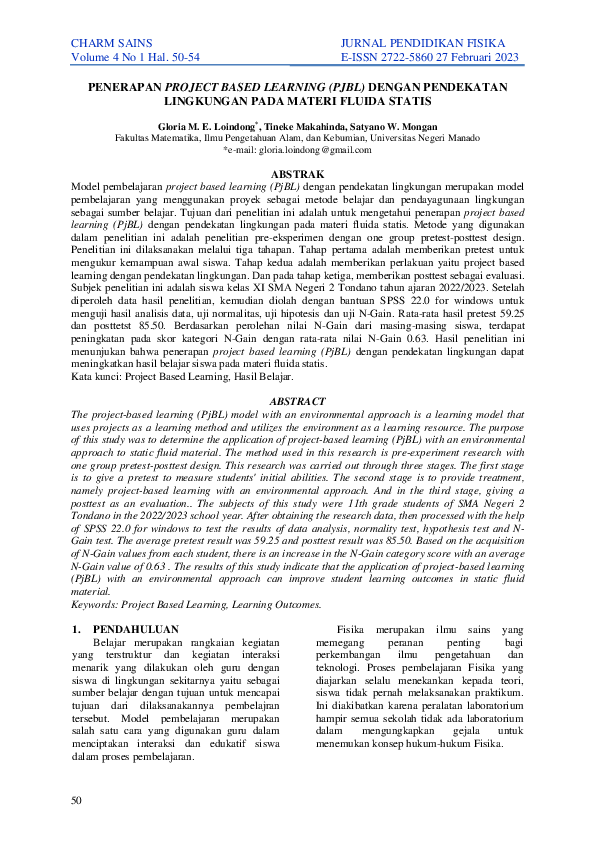 (PDF) Penerapan Project Based Learning (PJBL) Dengan Pendekatan ...