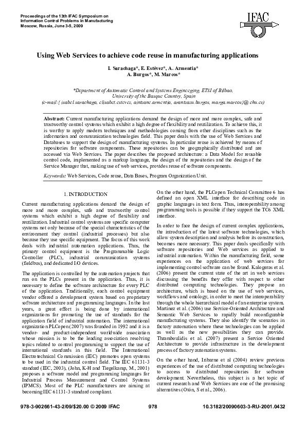 (PDF) Using Web Services to Achieve Code Reuse in Manufacturing ...