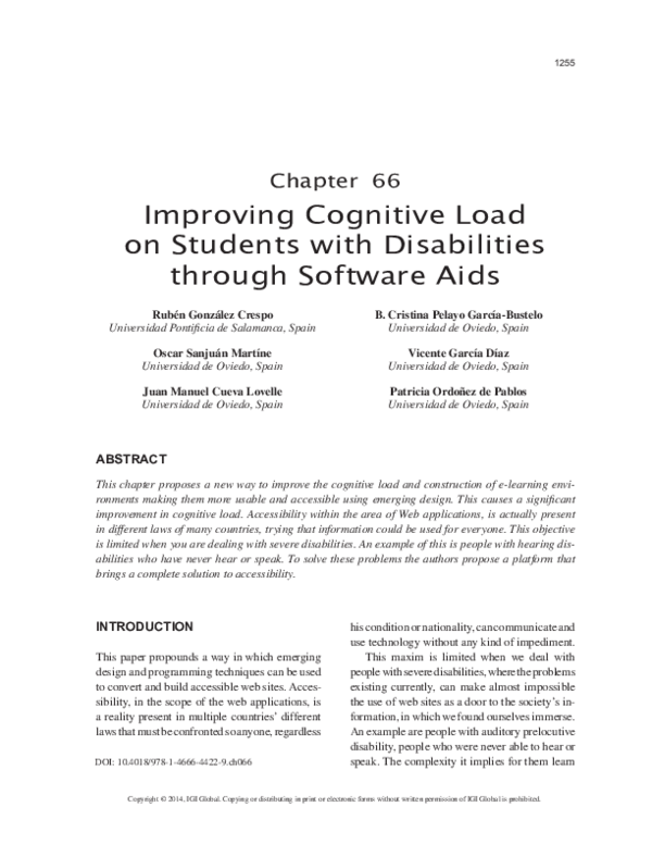 (PDF) Improving Cognitive Load on Students with Disabilities Through ...