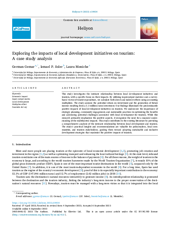 (PDF) Exploring the impacts of local development initiatives on tourism ...