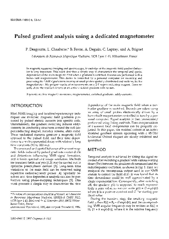(PDF) Pulsed gradient analysis using a dedicated magnetometer