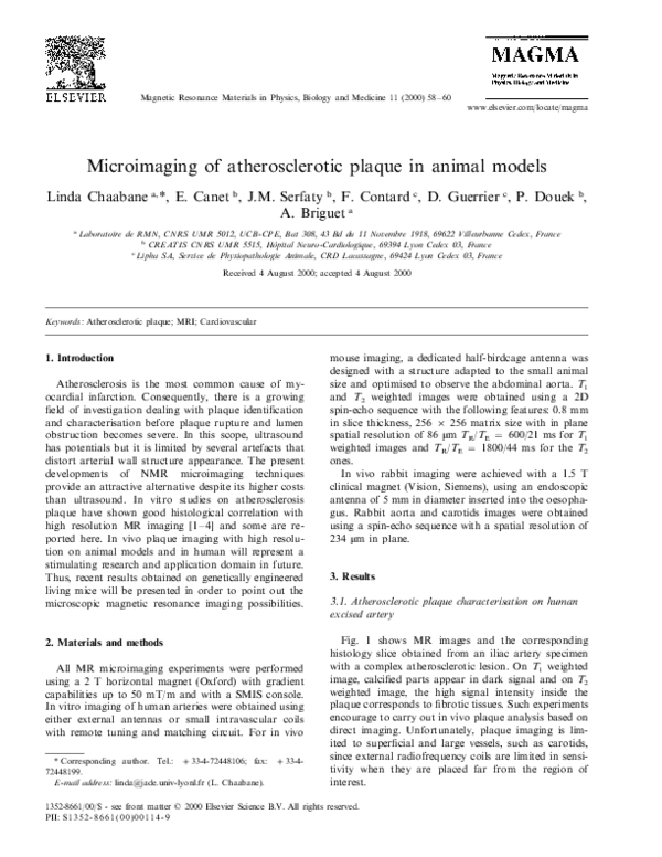 (PDF) Microimaging of atherosclerotic plaque in animal models
