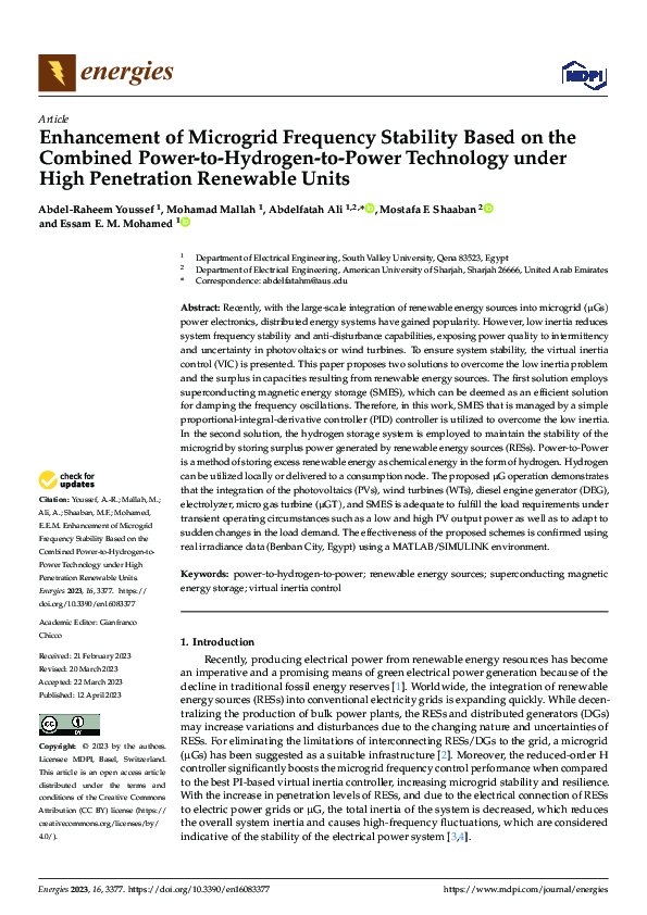 (PDF) Enhancement of Microgrid Frequency Stability Based on the ...