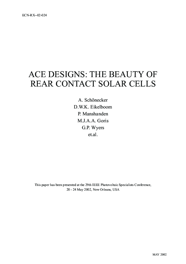 (PDF) ACE Designs: the beauty of rear contact solar cells