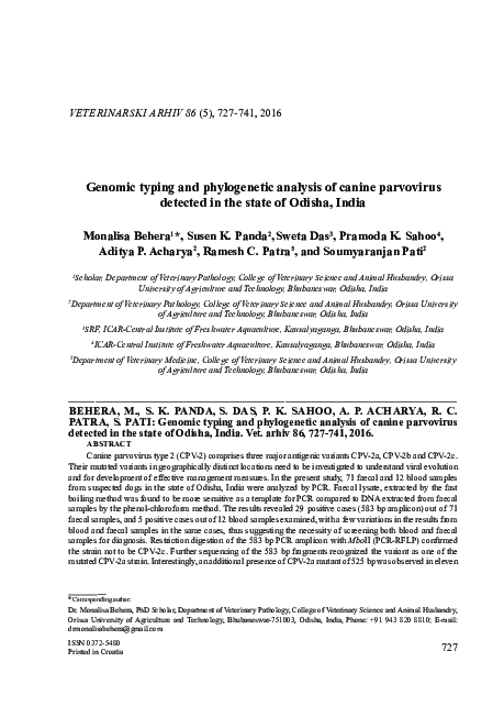 (PDF) Genomic typing and phylogenetic analysis of canine parvovirus ...