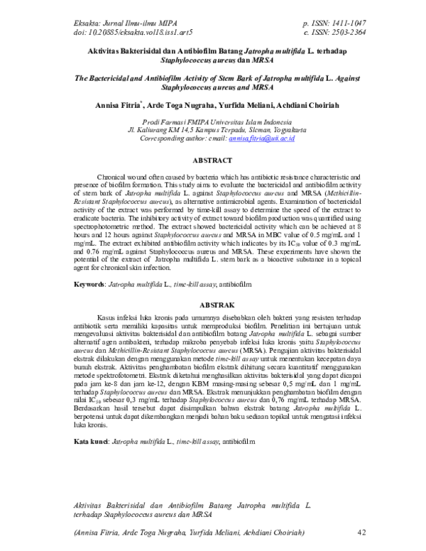 (PDF) The Bactericidal and Antibiofilm Activity of Stem Bark of ...
