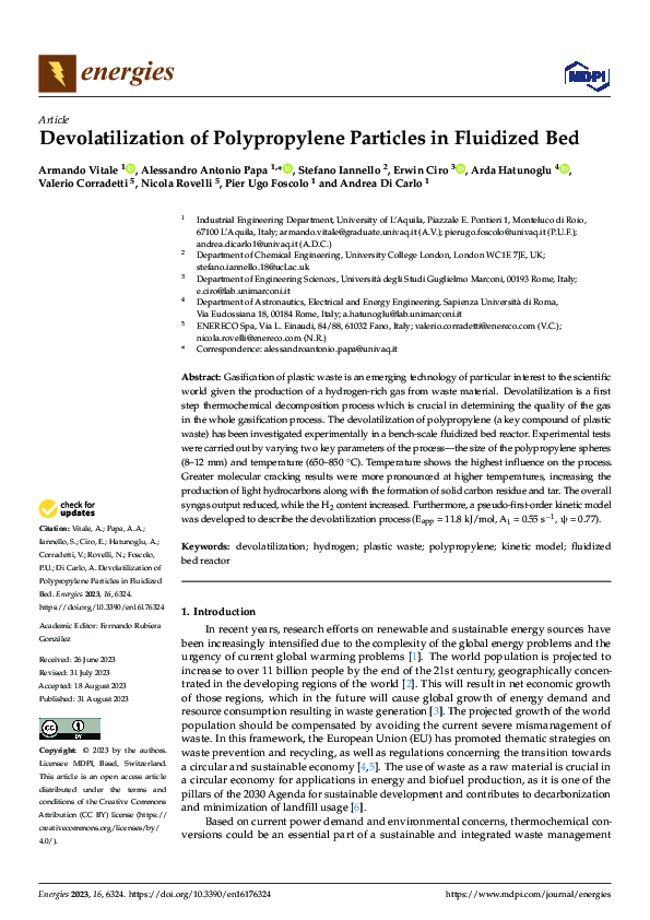 (PDF) Devolatilization of Polypropylene Particles in Fluidized Bed
