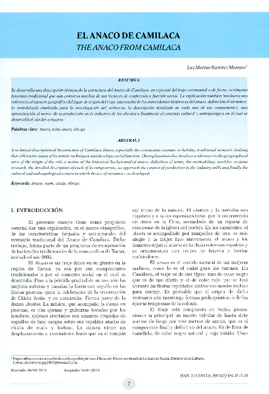 (PDF) El Anaco De Camilaca