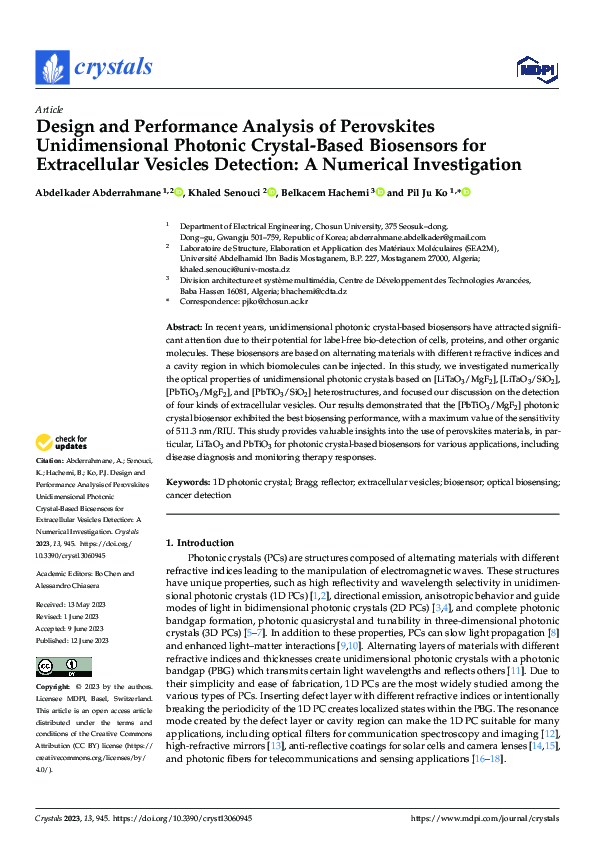 (PDF) Design and Performance Analysis of Perovskites Unidimensional ...