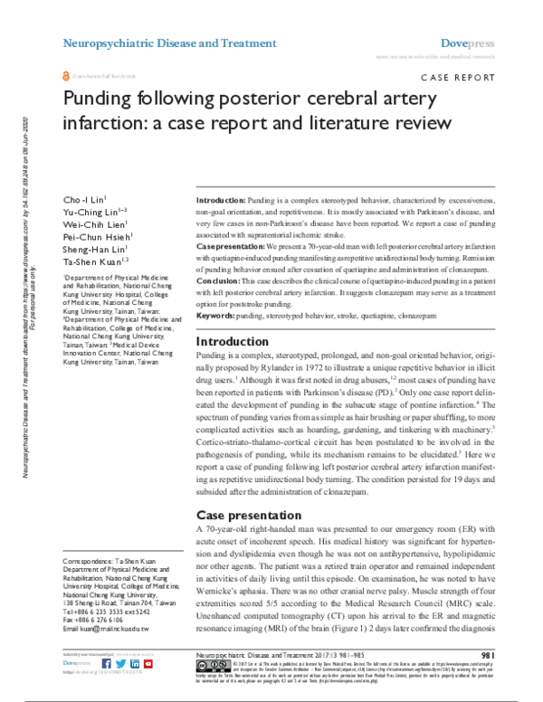 (PDF) Punding following posterior cerebral artery infarction: a case ...