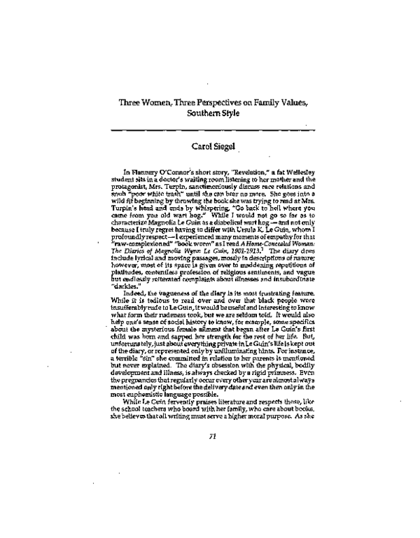 (PDF) Three women, three perspectives on family values, southern style