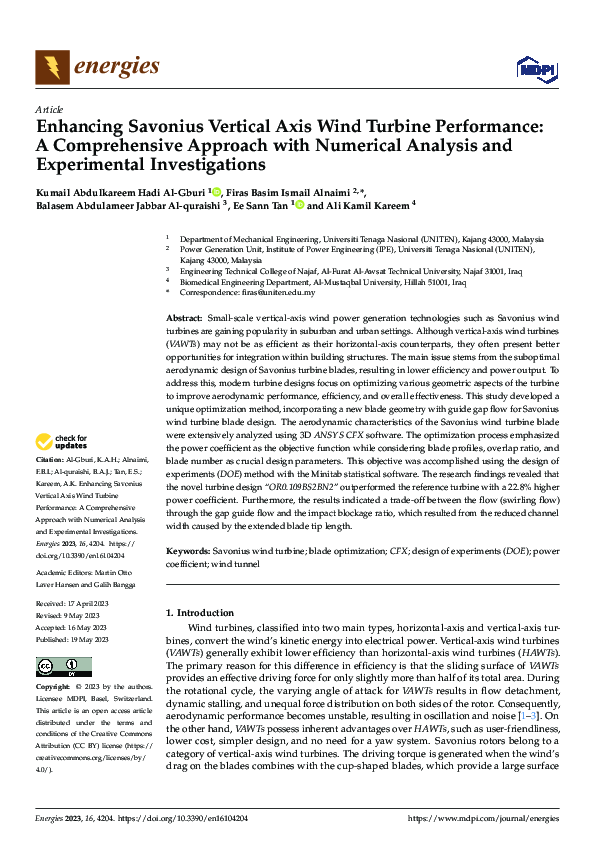 (PDF) Enhancing Savonius Vertical Axis Wind Turbine Performance: A ...