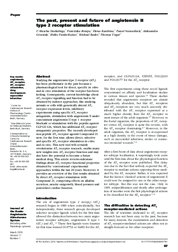 (PDF) The past, present and future of angiotensin II type 2 receptor ...