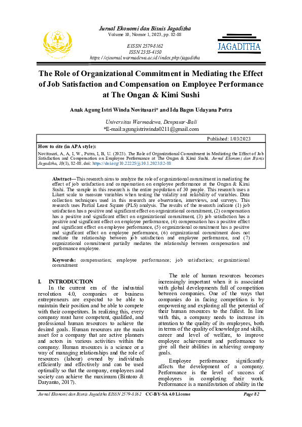 (PDF) The Role of Organizational Commitment in Mediating the Effect of ...