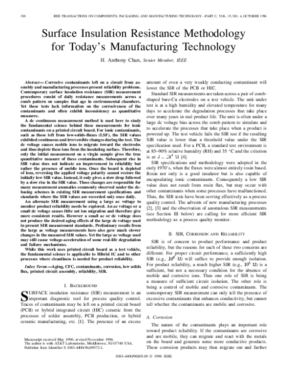 (PDF) Surface insulation resistance methodology for today's
