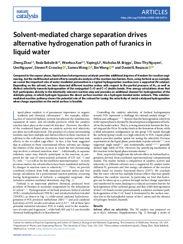(PDF) Solvent-mediated charge separation drives alternative ...