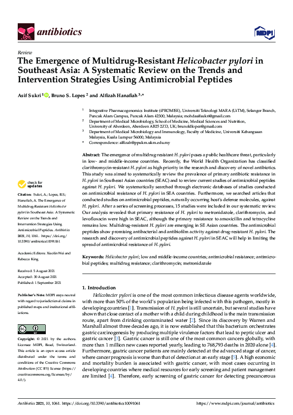 (PDF) The Emergence of Multidrug-Resistant Helicobacter pylori in ...