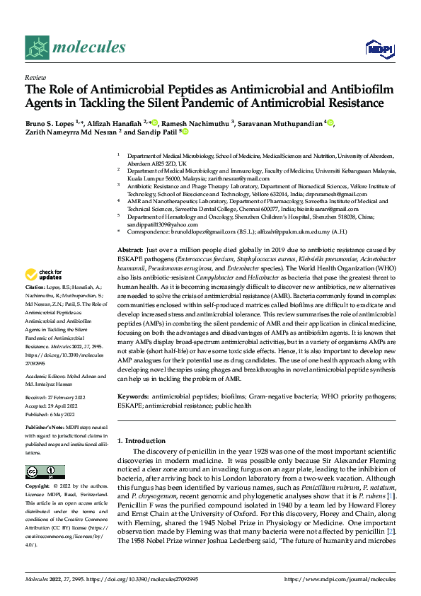 (PDF) The Role of Antimicrobial Peptides as Antimicrobial and ...