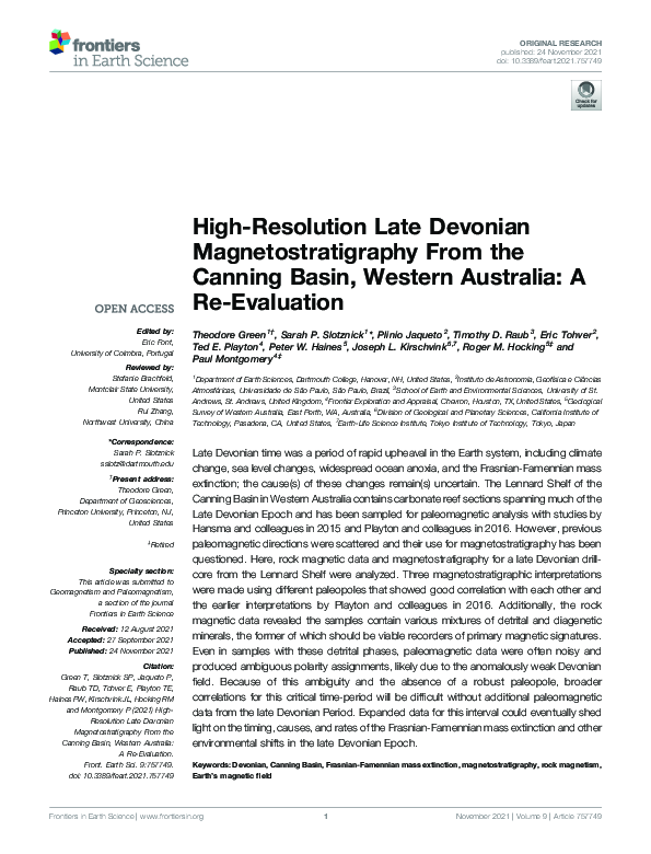(PDF) High-Resolution Late Devonian Magnetostratigraphy From the ...