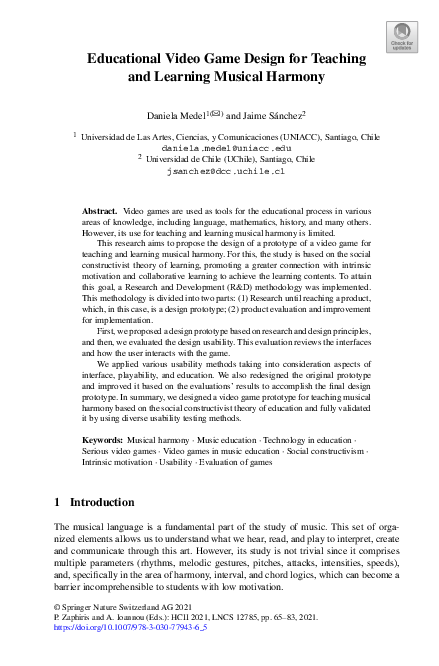 (PDF) Educational Video Game Design for Teaching and Learning Musical ...