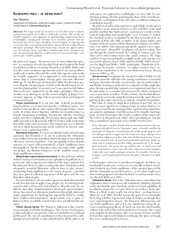 (PDF) Economic man – or straw man?