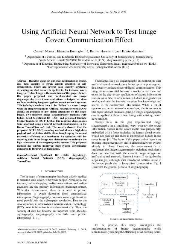 (PDF) Using Artificial Neural Network to Test Image Covert ...