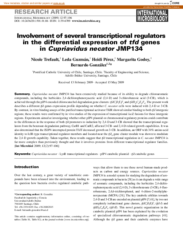(PDF) Involvement of several transcriptional regulators in the ...