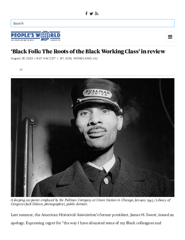 (PDF) 'Black Folk: The Roots of the Black Working Class' in review