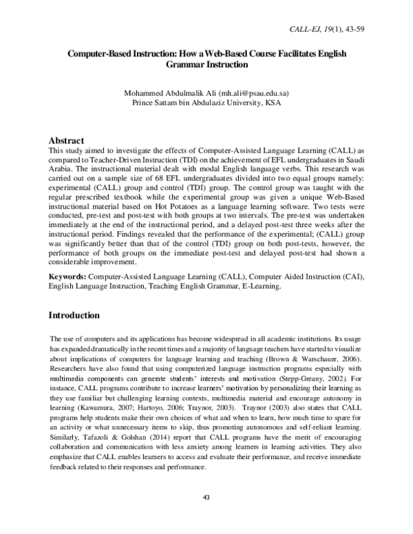(PDF) Computer-Based Instruction : How a Web-Based Course Facilitates ...