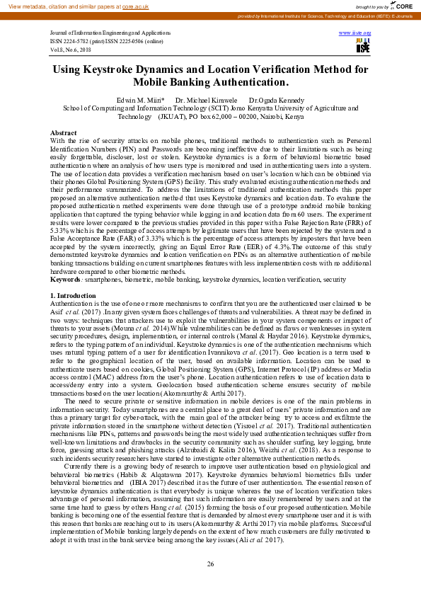 (PDF) Using Keystroke Dynamics and Location Verification Method for ...
