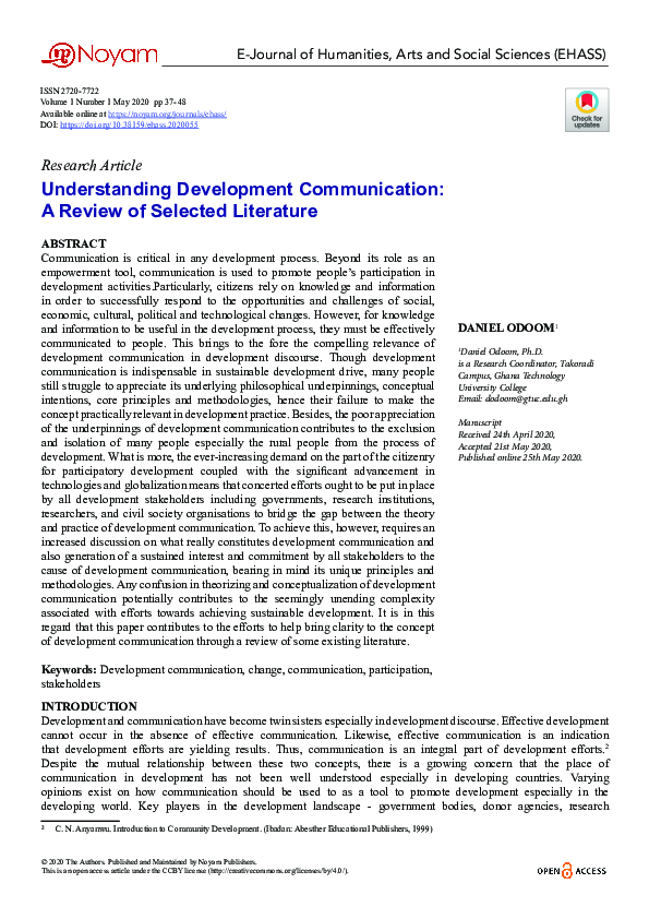 (PDF) Understanding Development Communication: A Review of Selected ...