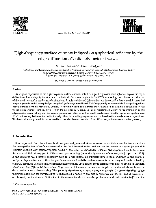 (PDF) High-frequency surface currents induced on a spherical reflector ...